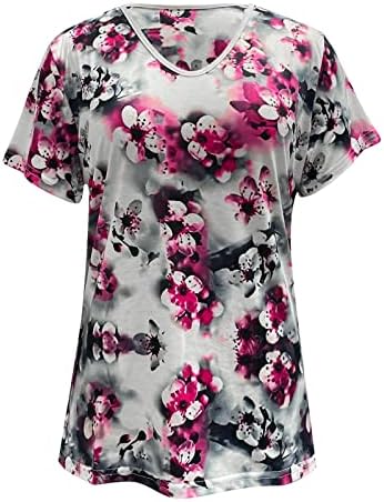 Vara pentru femei cu mânecă scurtă v gât tricouri de top imprimate floral tricouri casual tunică tunică pentru femei cămăși