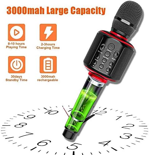 Microfon de karaoke Bluetooth Goodaaa Dual Bluetooth Bluetooth Black cu solo/duet karaoke microfoane, 4 în 1 Karaoke portabil