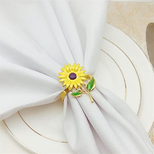 DXMRWJ 12pcs inel de șervețel inel de soare floarea soarelui Button zinc aliaj pentru șervețel cu inel inel de nuntă Decor