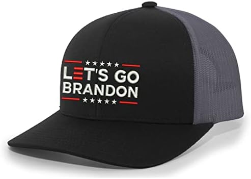 Compania de cămăși Trenz Let's Go Brandon FJB Mens Mens Mesh Mesh Back Backer Hat Baseball Cap, negru/cărbune