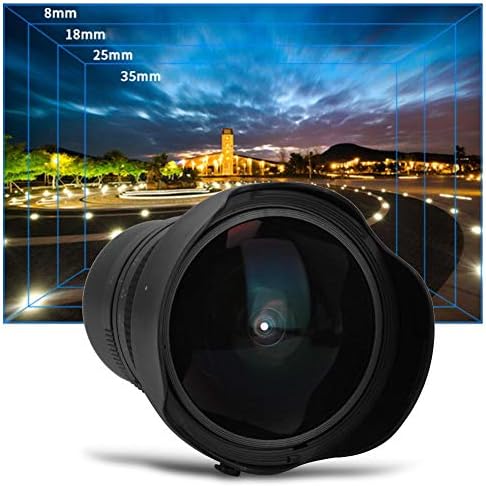 Vifemify Camera Fisheye Lens, sticlă optică 8mm F3. 0 focalizare manuală Fisheye Super Wide Angle Lens, pentru E Mount Half