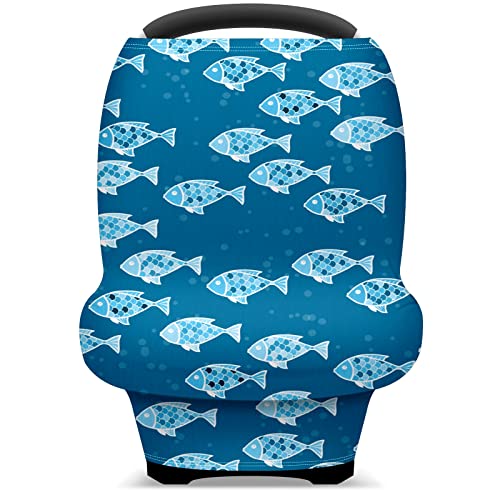 Scaunul auto pentru bebeluși acoperă pești oceanul de mare model de apă albastru Apă de asistență medicală Acoperire SCARF