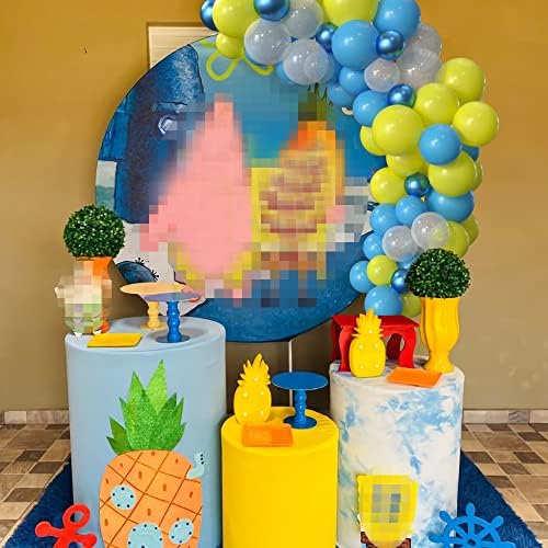 HYOWCHI Cartoon Sponge Birthday Decorations Supplies - 113 buc burete temă balon Garland Arch Kit, galben albastru balon arc