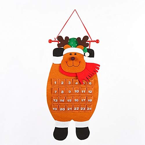 Calendar de Advent de Crăciun Moș Crăciun, 3D Felt agățat calendar de Advent 24 de zile numărătoarea inversă reutilizabilă