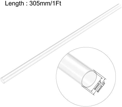 UXCELL CLEAR TUBING RIGID 5mm ID x 6mm OD x 1ft lungime rotundă din policarbonat din plastic