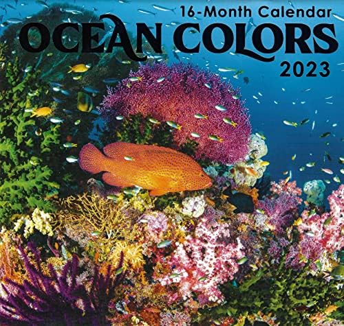 2023 Culori oceanice Calendar de perete de dimensiuni complete pentru planificare, programare și organizare