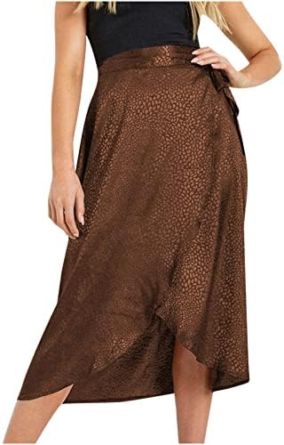 Fuste maxi maxi asimetrice talie înaltă talie lungă drapată cu tâmplă rochie cu fustă leopard imprimeu din satin fustă boho