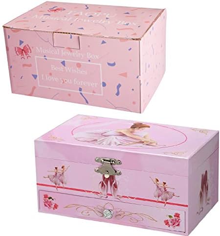 Taopu Sweet Musical Jewelry Box cu sertar de extragere și dansuri balerina pentru fete figurine cu cutie de bijuterii pentru
