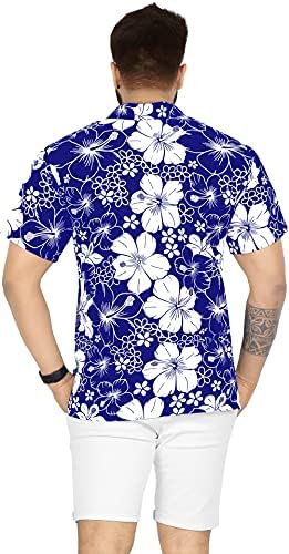 La Leela Men ' s Funky Beach Party tropicale florale tricouri maneca scurta butonul Jos Hawaiian Cămașă pentru bărbați