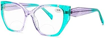 Jo Cat Eye bifocal lectură ochelari pentru femei supradimensionate cadru de culoare clar lentile cititori cu Albastru Lumina