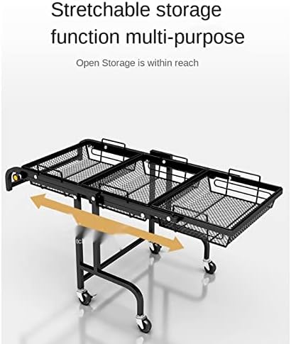 Jfgjl cărucior tarabă paralelă pliabilă raft portabil podea bucătărie multifuncțională raft de depozitare organizator de bucătărie