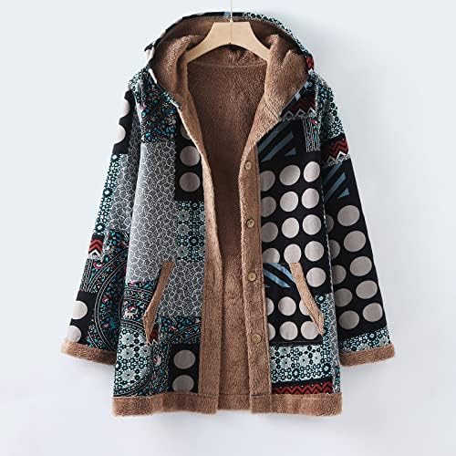 Femei imprimate haina jacheta pentru femei cald Hoodie haina Maneca lunga butoane jacheta Plus Dimensiune elegant moale și