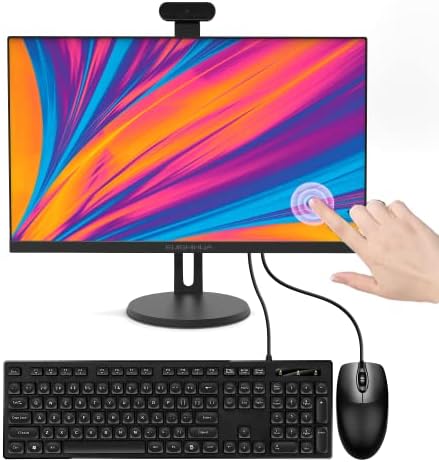Ecran tactil All in One de 24, computer desktop Intel i7 Quad-Core Windows 11 cu cameră, 8G Ram 512G SSD IPS HD Display, WiFi Bluetooth pentru birou de afaceri pentru divertisment la domiciliu