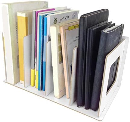 Yosoo Lemn Desktop raft, alb DIY Cărți Rack DVD CD raft depozitare revista titularul fișier Organizator Media Rack pentru studenți