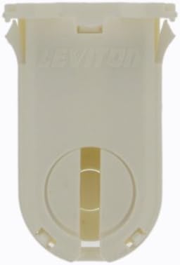 Leviton 13660-suport Fluorescent SNP, Bi-Pin mediu T8 / XXX, Tip rotire cu blocare lampă, înălțime 30 mm, fixare centrală a lămpii, Alb