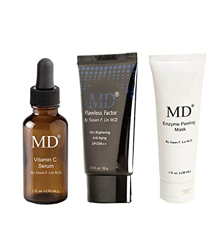 MD flawless Factor, ser de vitamina C și mască de peeling enzimatic-Beauty Essentials Bundle
