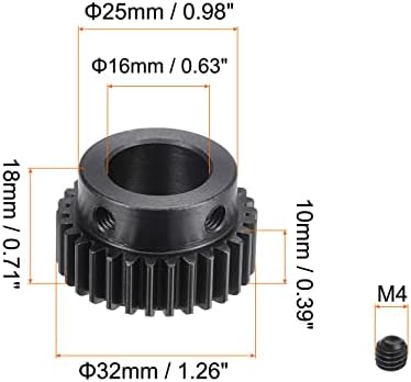 Uxcell 16mm diafragma 30t Modulul 1 15 oțel pinten Diferential pinion Gear motor Gear