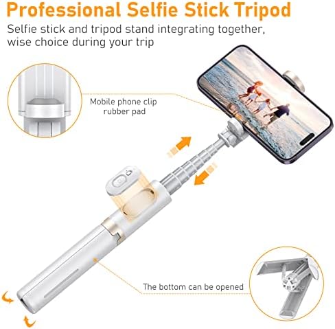Selfie Stick Tripod cu Tripod pentru telefon din aliaj de la distanță, pliabil Mini extensibil Stand de trepied compatibil
