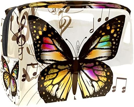 Geantă de machiaj tbouobt călător cu geantă cosmetică pungă geantă cu fermoar, note de fluture de muzică