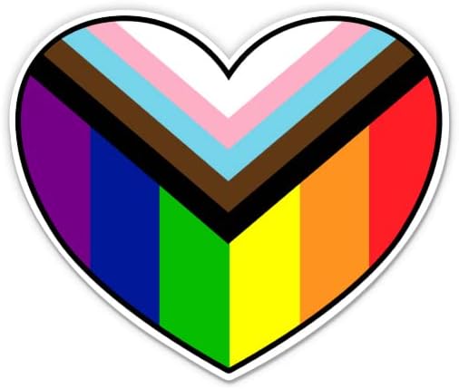 Heart LGBTQ Progress Pride Flag Sticker-autocolant pentru Laptop de 3 - vinil impermeabil pentru Mașină, telefon, sticlă de