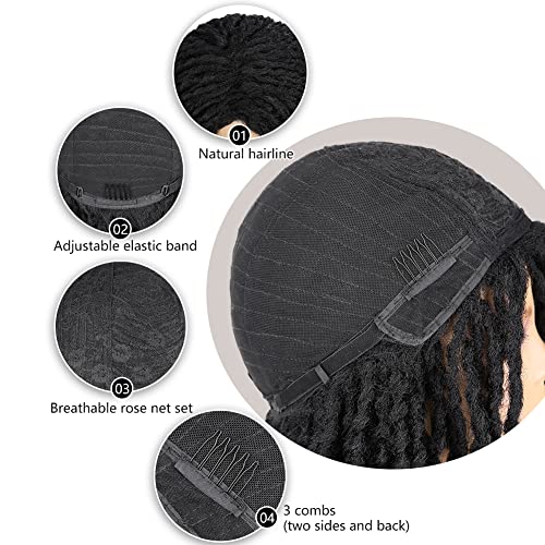 Hanne moda Dreadlock peruca scurt Twist peruci pentru femei și bărbați împletite peruci pentru femei negru scurt Culry sintetice