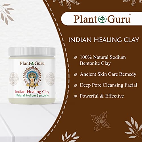 Plante Guru indian vindecare lut 1 lb. - Pulbere de argilă bentonită de sodiu naturală - mască de curățare a porilor adânci