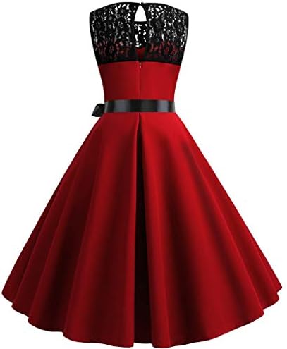 Petrecere rochie neagră femei Retro Bal Rochie Fără mâneci anii 1950 îmbinare Dantelă leagăn Solid Plus Dimensiune rochii de
