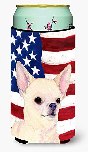 Caroline's Treasures SS4228TBC USA American Steag cu Chihuahua Tall Boy Hugger, poate răcire cu mânecă Hugger Mașină la spălare