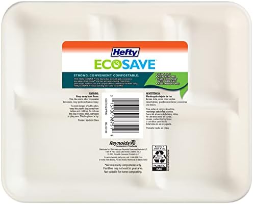 Hefty ECOSAVE tăvi de hârtie compostabile cu 5 compartimente, 12 Count