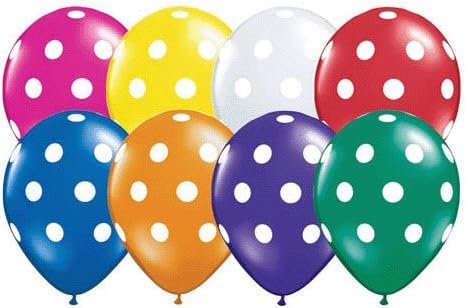 Polka dot Balloons 11inch Premium asortat cu puncte alb cu tipar alb PKG/100