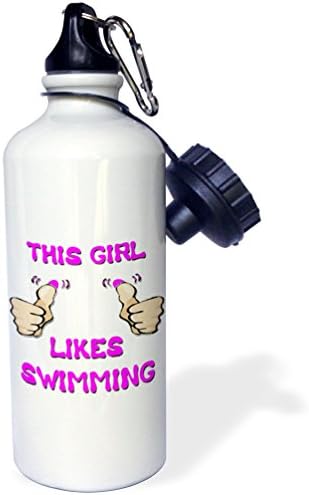 3Drose această fată îi place sticla de apă de la înot, 21 oz, alb