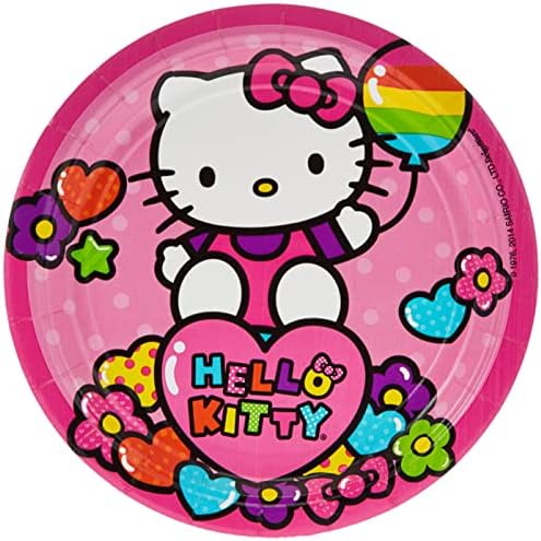 Amscan adorabil Hello Kitty Rainbow rotund Plăci, 7, Multicolor