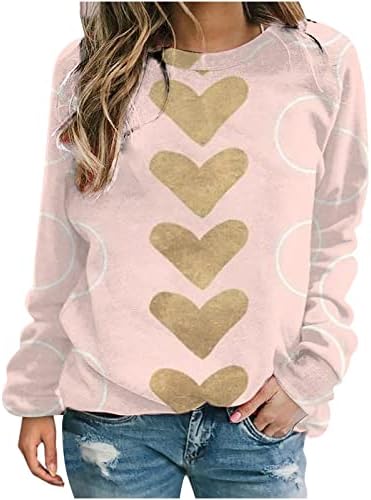 Cămașă de Ziua Îndrăgostiților pentru femei drăguțe cu inima grafică Grafică cu mânecă lungă Holiday Pullover Tops Tunică Casual