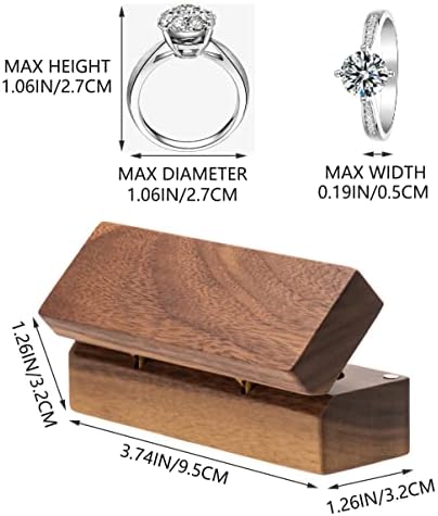 Cutie cu inel dublu din lemn COSISO pentru logodna la ceremonia de nuntă, suport pentru depozitare inel cutie decorativă pentru