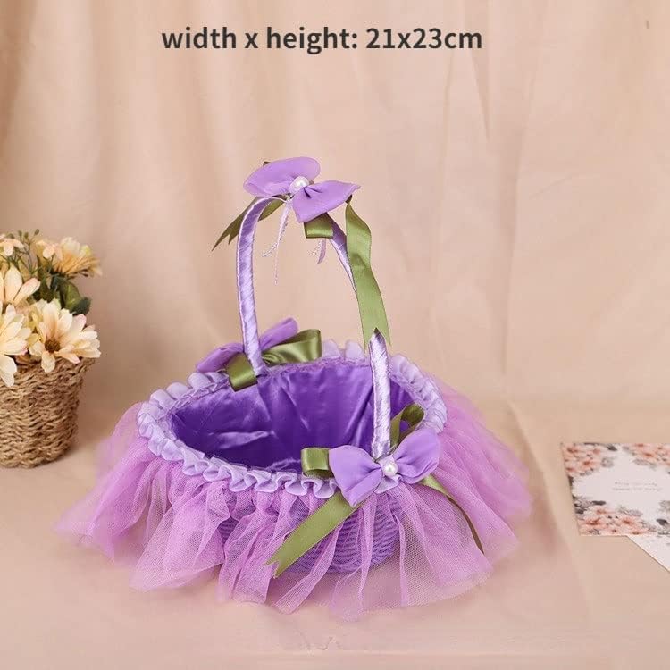 Jkuywx coșuri de flori țesute manual de nuntă coșuri de flori de dantelă de mână de nuntă coș de depozitare pentru decorațiuni