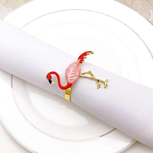 Inele de șervețel din metal de aur 8pcs flamingo șervețel de șervețel mese mese set de șervețel inele catarame pentru nuntă