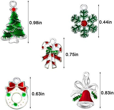 Hicarer 50 piese asortate Email farmecul Pandantive pomul de Crăciun farmece Fulg De Nea Garland Bell Craft Charm Crăciun Tema