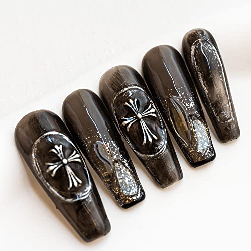 Sun & amp; Beam Nails presă manuală pe unghii false Sfaturi pentru unghii lungi medii Design Popular armură de balet Crow Heart