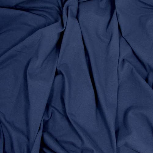 Bumbac Organic 13.5 Uncie Tesatura Jersey Stretch-Midnight Blue-10 Yards
