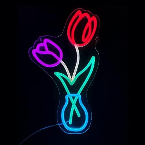 Semn de Neon cu flori, Semne de lumină Neon LED Rose pentru Decor de perete, alimentat prin USB, Decor de artă de perete pentru
