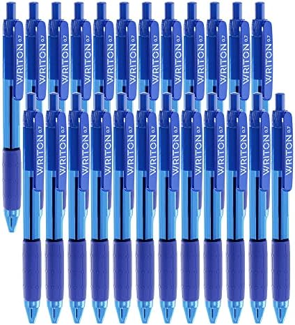Stilouri de bilă retractabile Writon cu prindere de confort, 0,7 mm punct fin, cerneală albastră, 24 pachet
