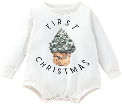 Nou -născut de Crăciun de Crăciun fetiță băiat cu mânecă lungă copac scrisoare imprimeu romper hanorac de top top body