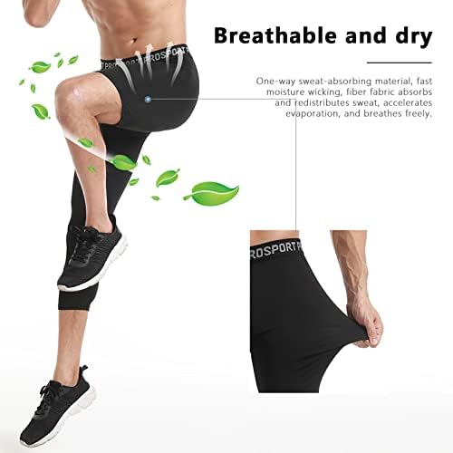 Pantaloni de compresie pentru bărbați Blaward Dresuri de compresie la un picior pentru baschet Capri 3/4 Legguri atletice Reci