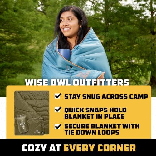 Pătură de camping Wise Owl Outfitters - Packlable și impermeabil cald de camping - pătură în aer liber pentru stadion, rucsac,