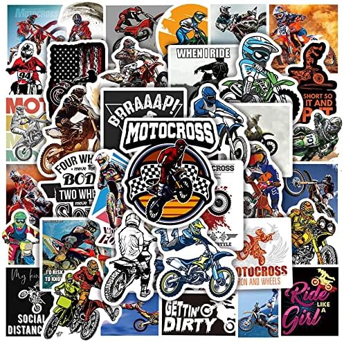 Motocross Dirt-bike Stickers, 50buc, decalcomanii estetice impermeabile din vinil, autocolante pentru hidro balon, Laptop,