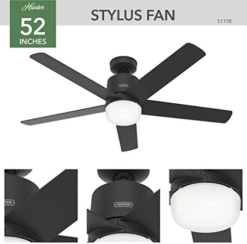 Hunter Fan Company 51198 Ventilator De Tavan Stylus, 52, Negru Mat