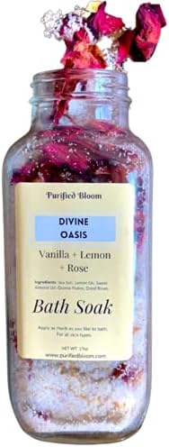 Purificat Bloom divin Oasis baie Soak, vanilie + lamaie, sare de mare Soak, toate naturale, 17 oz