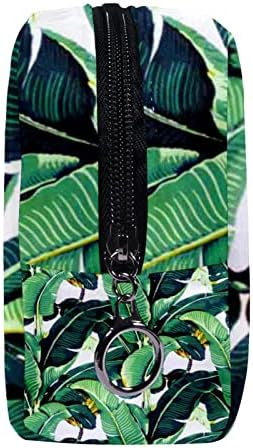 Geantă de machiaj tbouobt călător cu pungă cosmetică pungă geantă cu fermoar, frunze tropicale de flori de vară verde