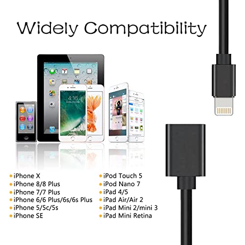 Cablu de extensie de iluminat 3,3ft pentru iPhone iPad, iPhone extensie de încărcare a cordonului de încărcare video și audio