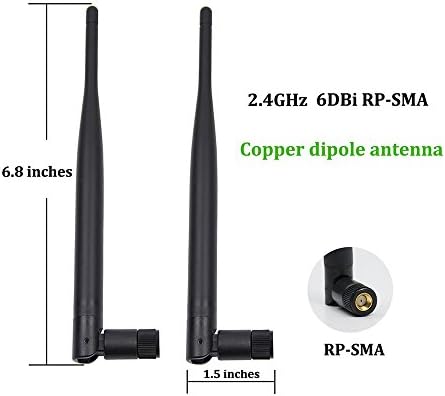Highfine 2 x 2,4 GHz 6DBI Antenă WiFi Omni-direcțională OMNI-direcțională 802.11N/B/G RP-SMA Conector feminin + 2 x 20cm/8
